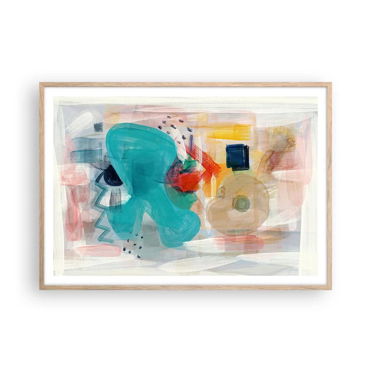 Póster en marco roble claro - Un juego de colores - 100x70 cm