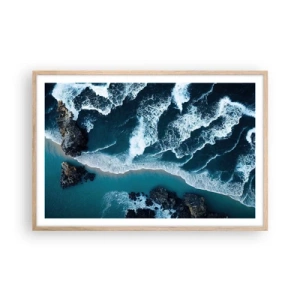 Póster en marco roble claro - Rodeadas por las olas - 91x61 cm