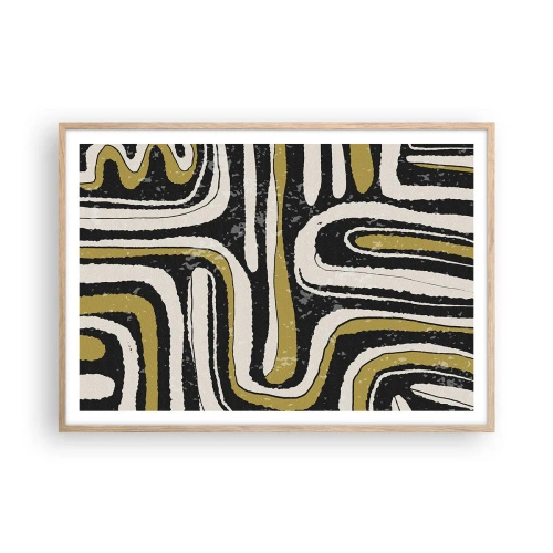 Póster en marco roble claro - Composición: tramos y callejones - 100x70 cm