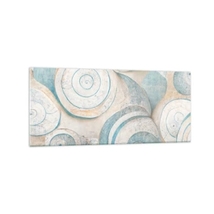 Cuadro sobre vidrio - Impresiones sobre Vidrio - Conchas abstractas en tonos pastel - 120x50cm - ¿Qué esconden en su interior? - Decoración de pared moderna para salón y dormitorio ARTTOR
