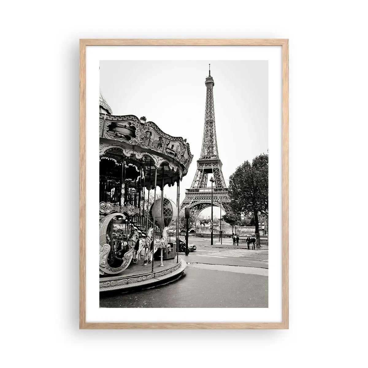 Póster en marco roble claro - Tal diversión solo en París - 50x70 cm