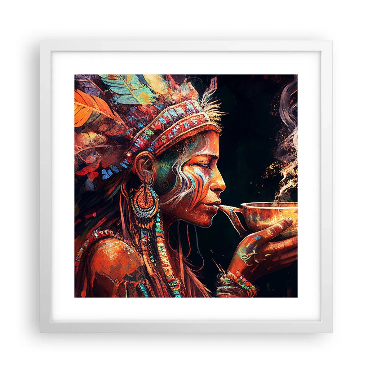 Póster en marco blanco - Un ritual mágico - 40x40 cm