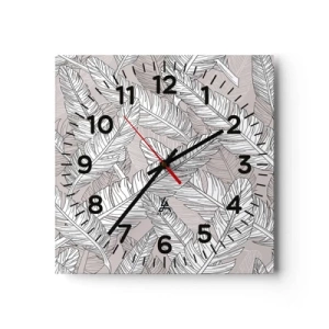 Reloj de pared - Reloj de vidrio - Turbulencias de plumas - 40x40 cm