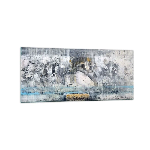 Cuadro sobre vidrio - Impresiones sobre Vidrio - Composición abstracta en tonos fríos - 120x50cm - Hielo abstracto - Decoración de pared moderna para salón y dormitorio ARTTOR