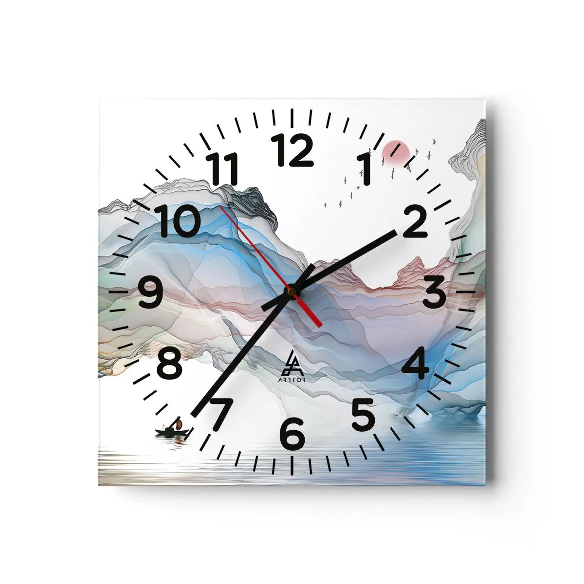Reloj de pared - Reloj de vidrio - Hacia las montañas de cristal - 30x30 cm