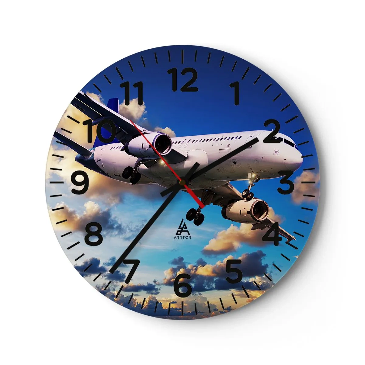 Reloj de pared - Reloj de vidrio - Un viaje en blanco y azul - 40x40 cm