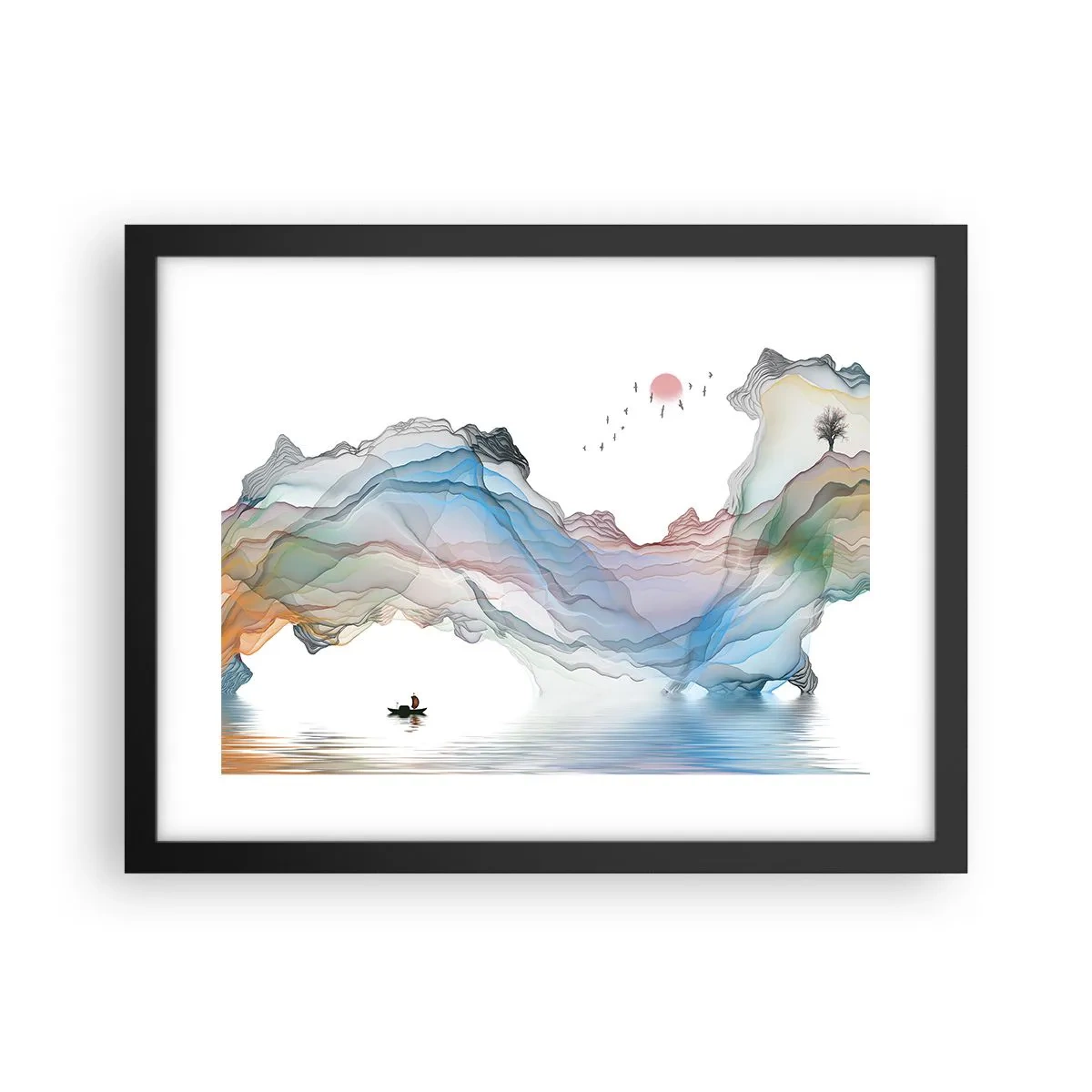 Póster en marco negro - Hacia las montañas de cristal - 40x30 cm