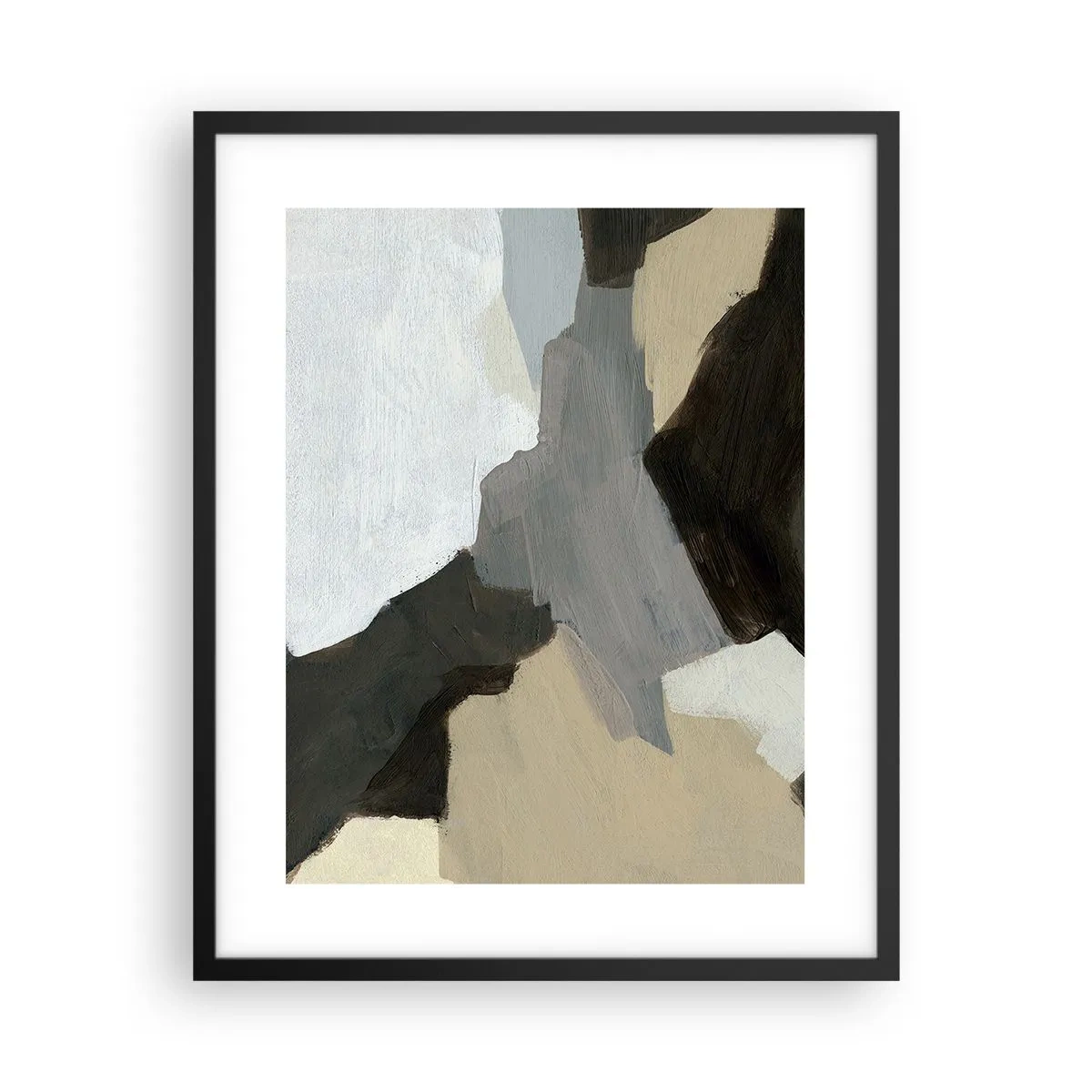 Póster en marco negro - Abstracción: partes del gris - 40x50 cm