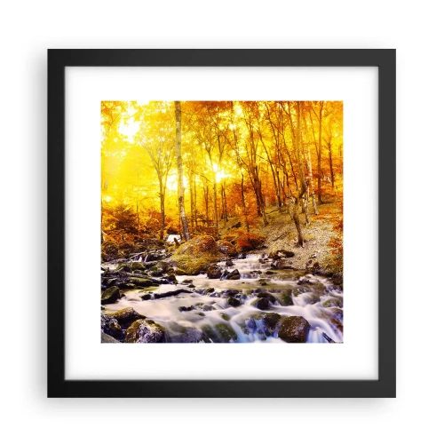 Póster en marco negro - Piedras bañadas en oro y platino - 30x30 cm