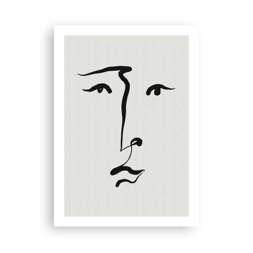 Póster - Ilustración minimalista de rostro con una sola pincelada - 50x70cm - Retrato en una línea - Decoración de pared moderna para salón y dormitorio ARTTOR