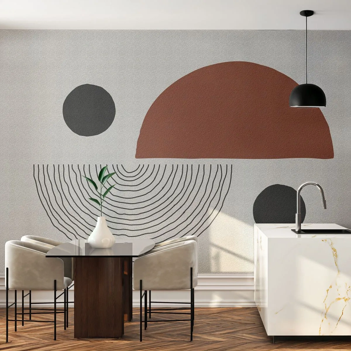 Fotomural Premium Sand - La perfección del círculo - Abstracción, Pedazo, Arte Moderno - 350x256 cm