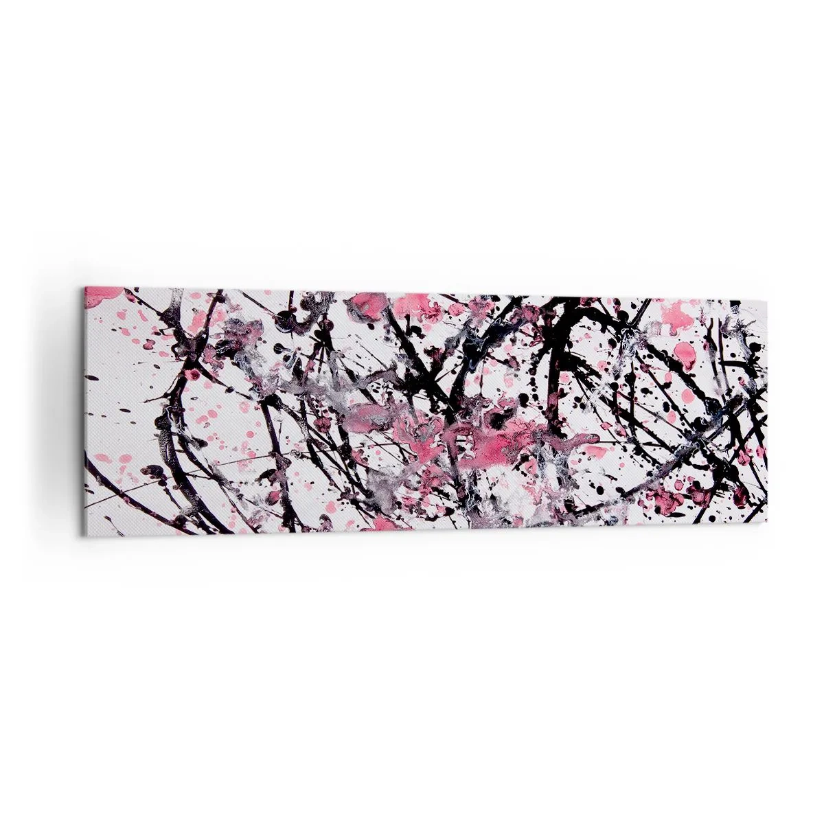 Cuadro sobre lienzo - Impresión de Imagen - Patrón abstracto en tonos rosa, negro y blanco. - 160x50cm - La fugacidad de la vida - Decoración de pared moderna para salón y dormitorio ARTTOR