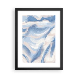 Póster en marco negro - Ondas azules - 30x40 cm