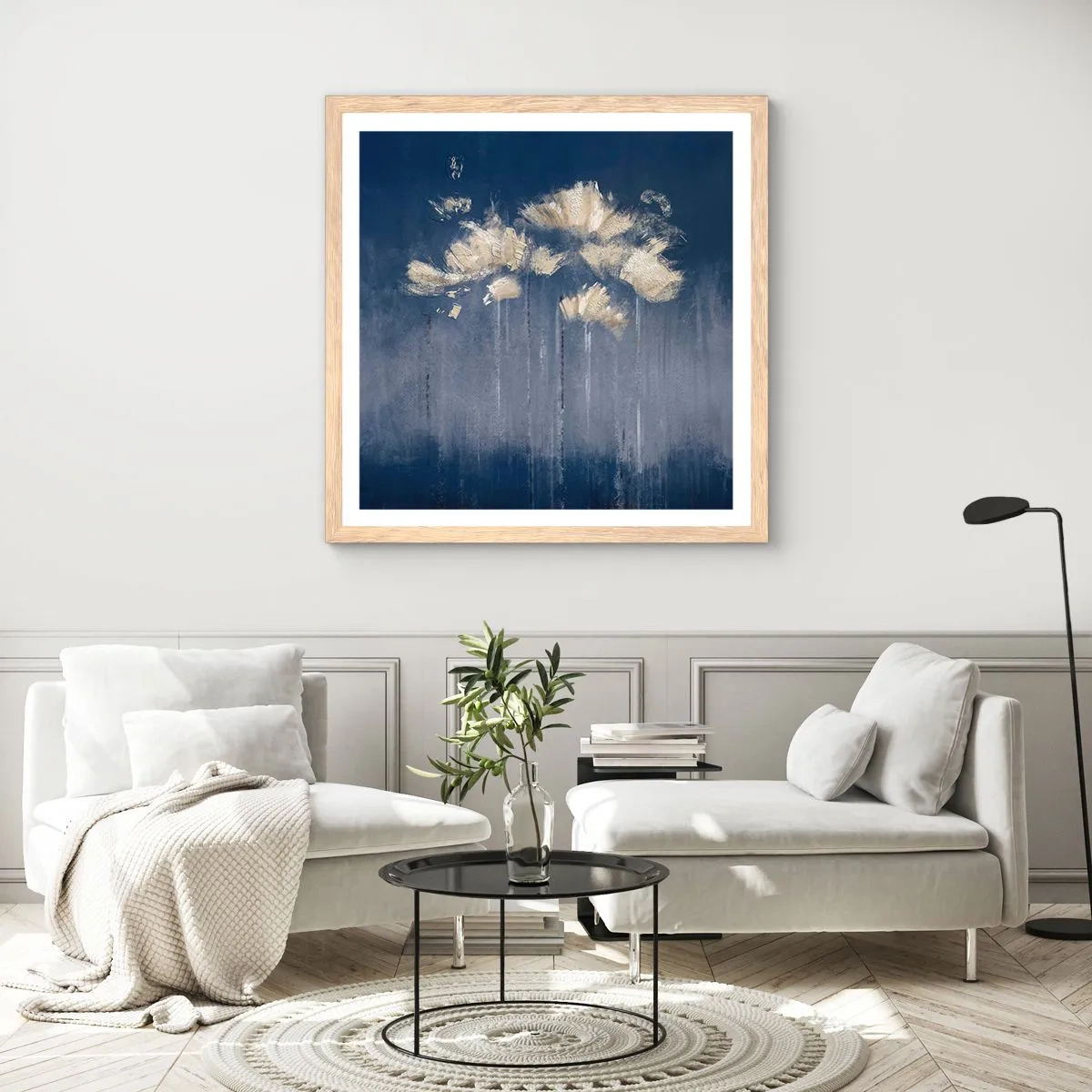 Póster en marco roble claro - Como pétalos al viento - 40x40 cm