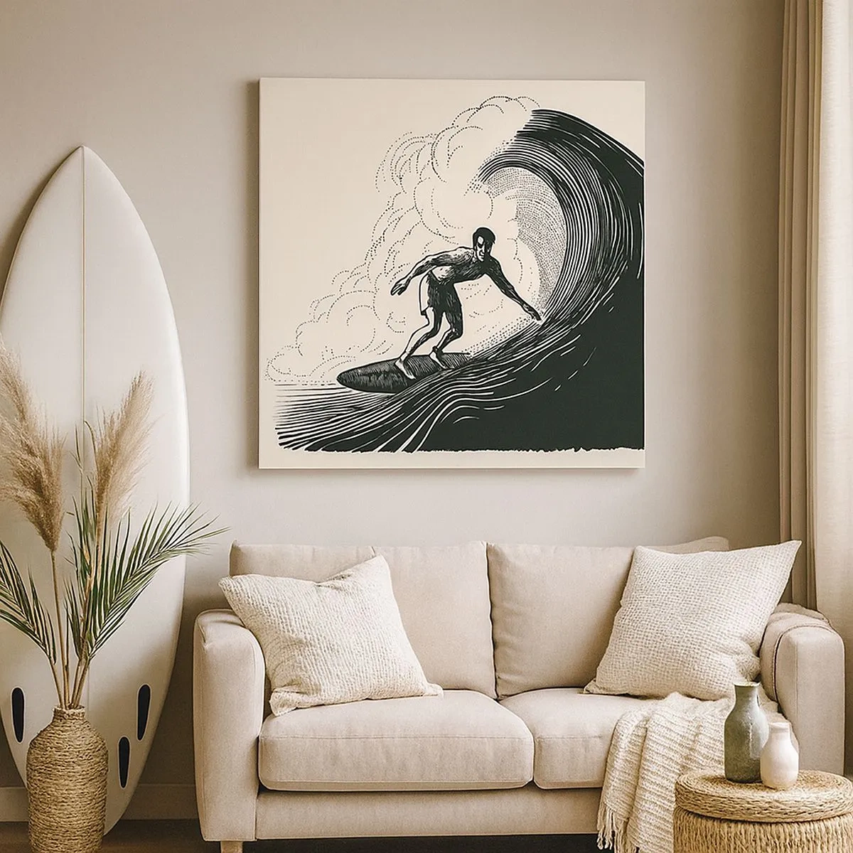 Cuadro sobre lienzo - Impresión de Imagen - Rey de la ola - 30x30 cm