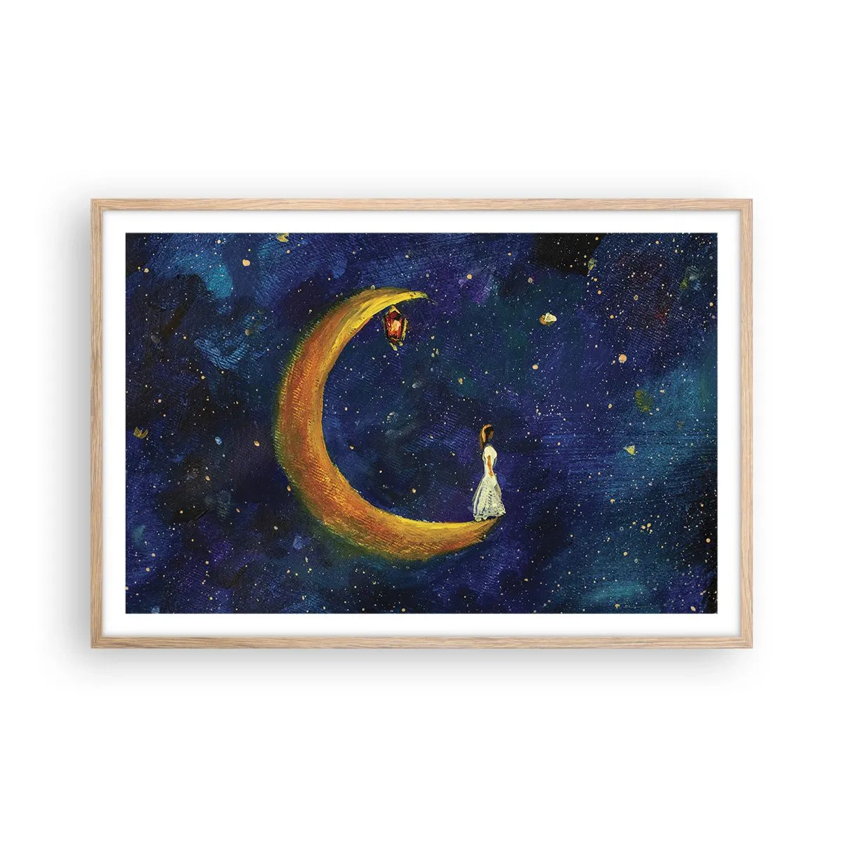 Póster en marco roble claro - La llamada de la Luna - 91x61 cm