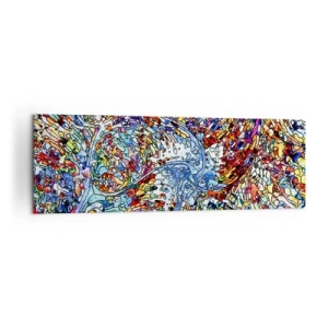 Cuadro sobre lienzo - Impresión de Imagen - Un patrón abstracto colorido inspirado en la naturaleza. - 160x50cm - Vidriera - Decoración de pared moderna para salón y dormitorio ARTTOR