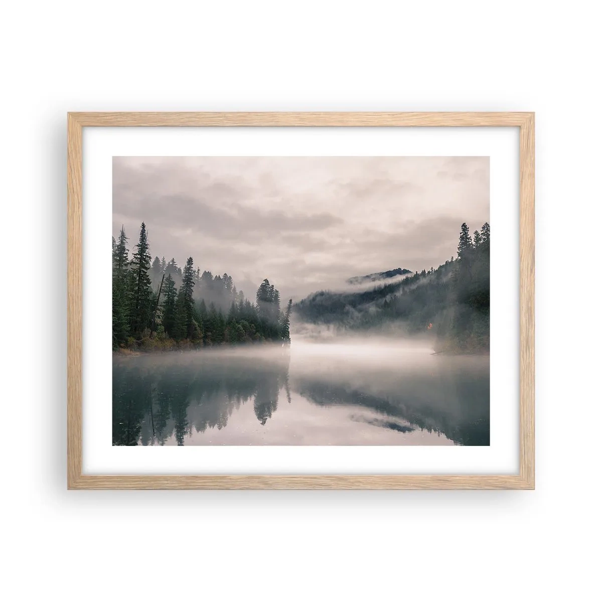 Póster en marco roble claro - En el ensueño, en la niebla - 50x40 cm