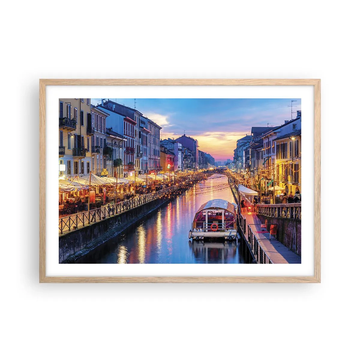 Póster en marco roble claro - Una noche de luz y diversión - 70x50 cm