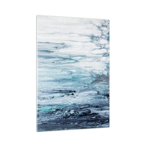 Cuadro sobre vidrio - Impresiones sobre Vidrio - Un patrón abstracto que se asemeja a corrientes de agua en tonos azules. - 50x70cm - Carámbanos de azul - Decoración de pared moderna para salón y dormitorio ARTTOR