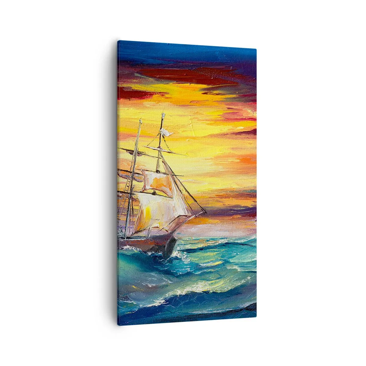 Cuadro sobre lienzo - Impresión de Imagen - Valientemente surcando las olas - 55x100 cm