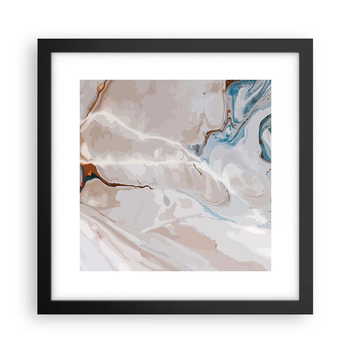 Póster en marco negro - El azul serpentea por el blanco - 30x30 cm