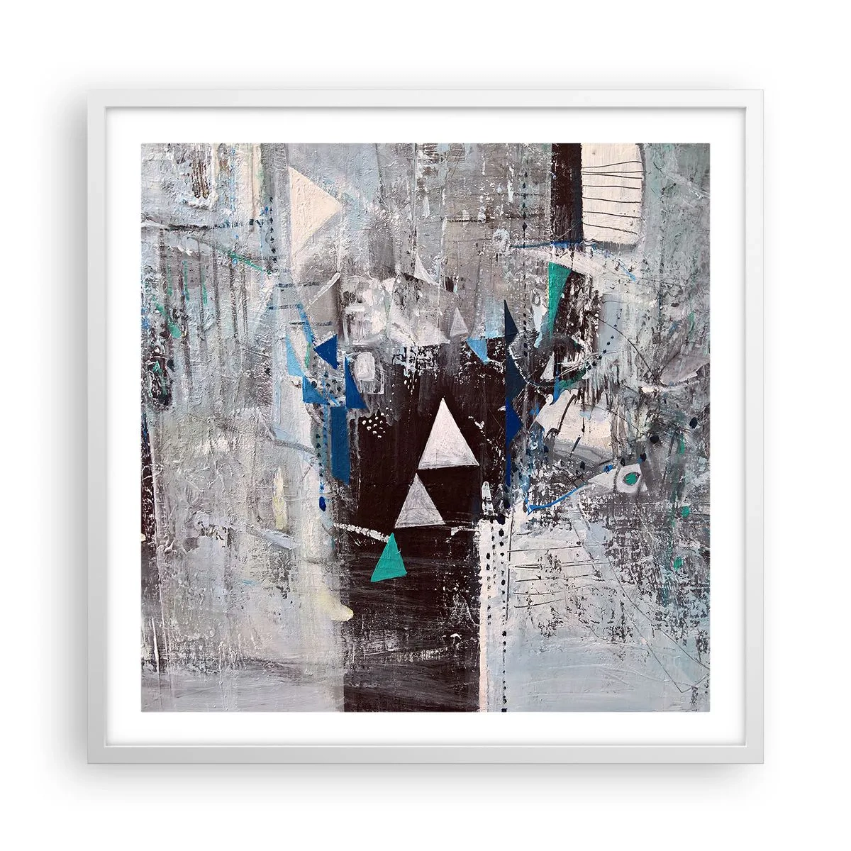 Póster en marco blanco - El orden superior de los triángulos - 60x60 cm