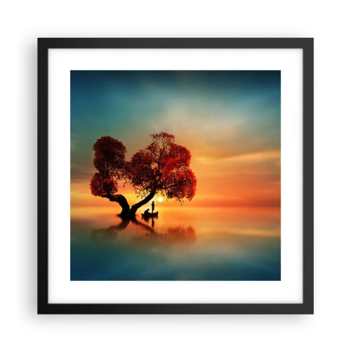 Póster en marco negro - La lejanía y el silencio del mundo - 40x40 cm