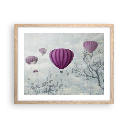 Póster en marco roble claro - Surcando los cielos - 50x40 cm