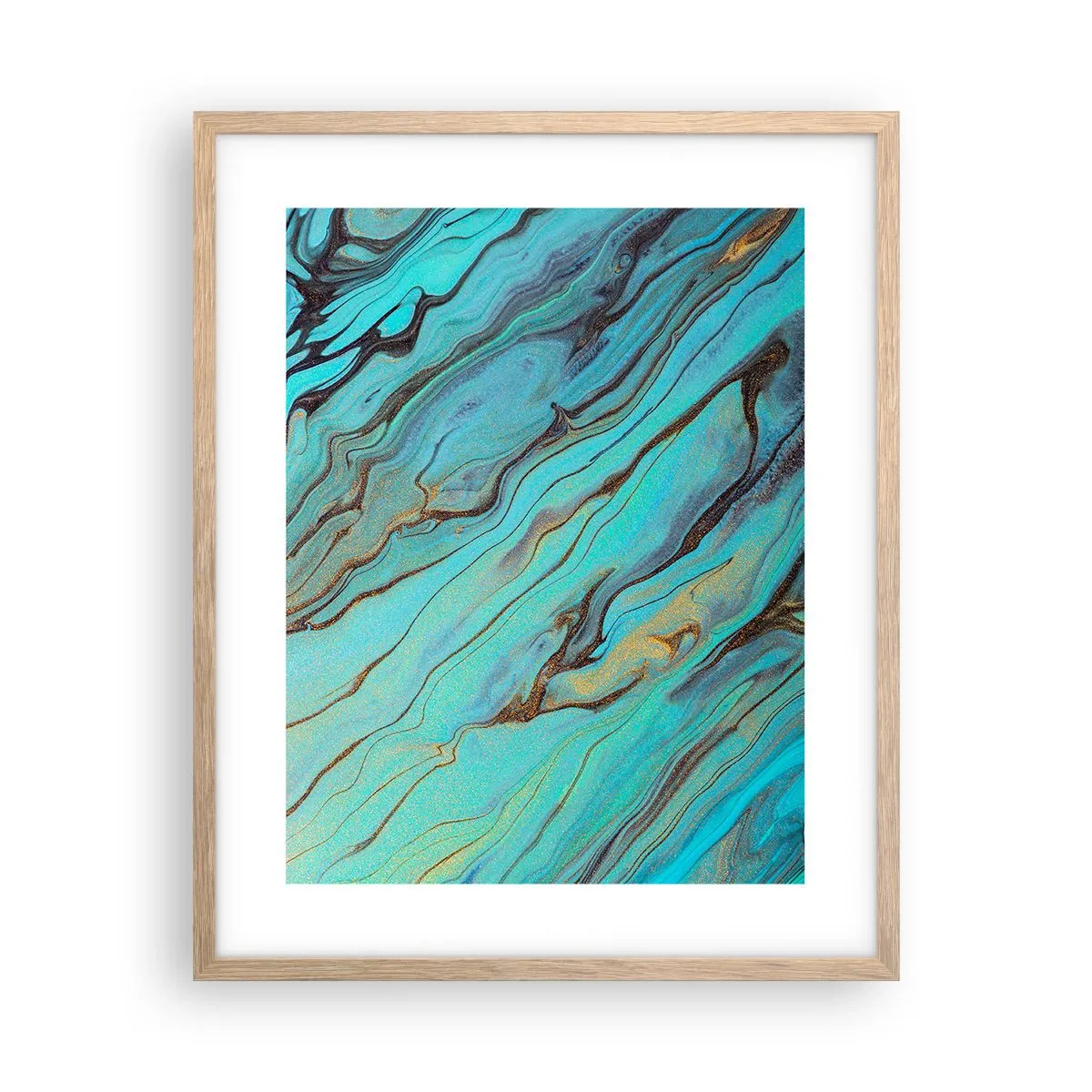 Póster en marco roble claro - Marea turquesa - 40x50 cm