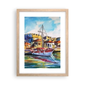 Póster en marco roble claro - Tarde de arco iris - 30x40 cm