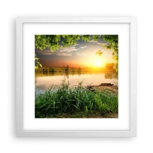 Póster en marco blanco - Paisaje en un marco verde - 30x30 cm