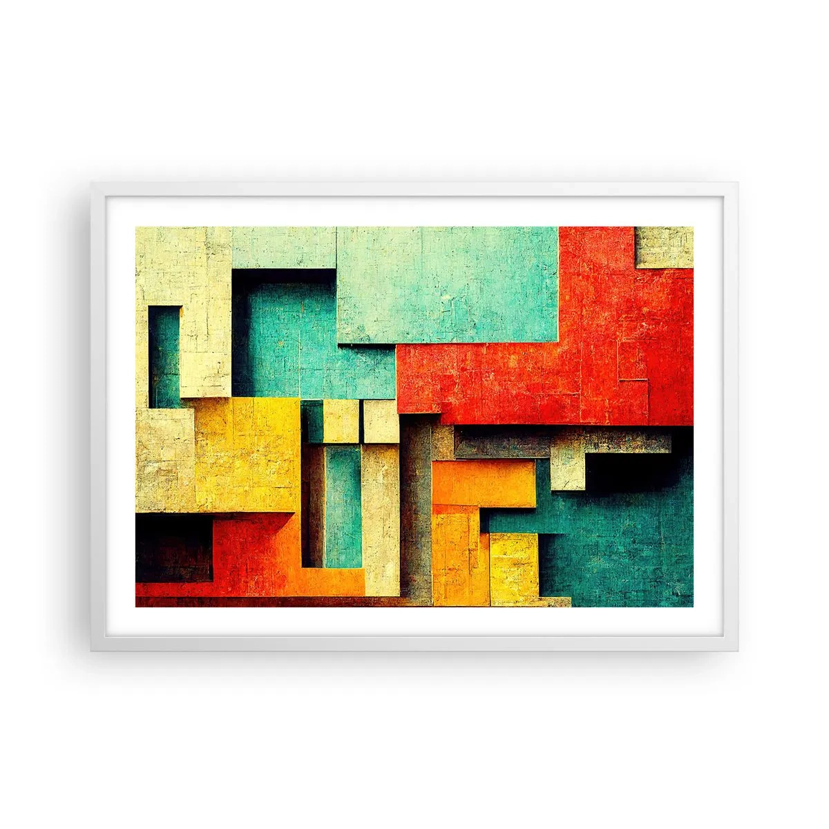 Póster en marco blanco - Festival de ángulos rectos - 70x50 cm