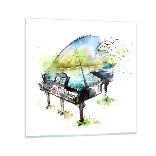 Cuadro sobre vidrio - Impresiones sobre Vidrio - Encantado con la música - 30x30 cm