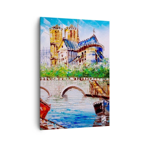 Cuadro sobre lienzo - Impresión de Imagen - Paisaje con un puente y una catedral de estilo clásico. - 70x100cm - Su tiempo nunca pasa - Decoración de pared moderna para salón y dormitorio ARTTOR