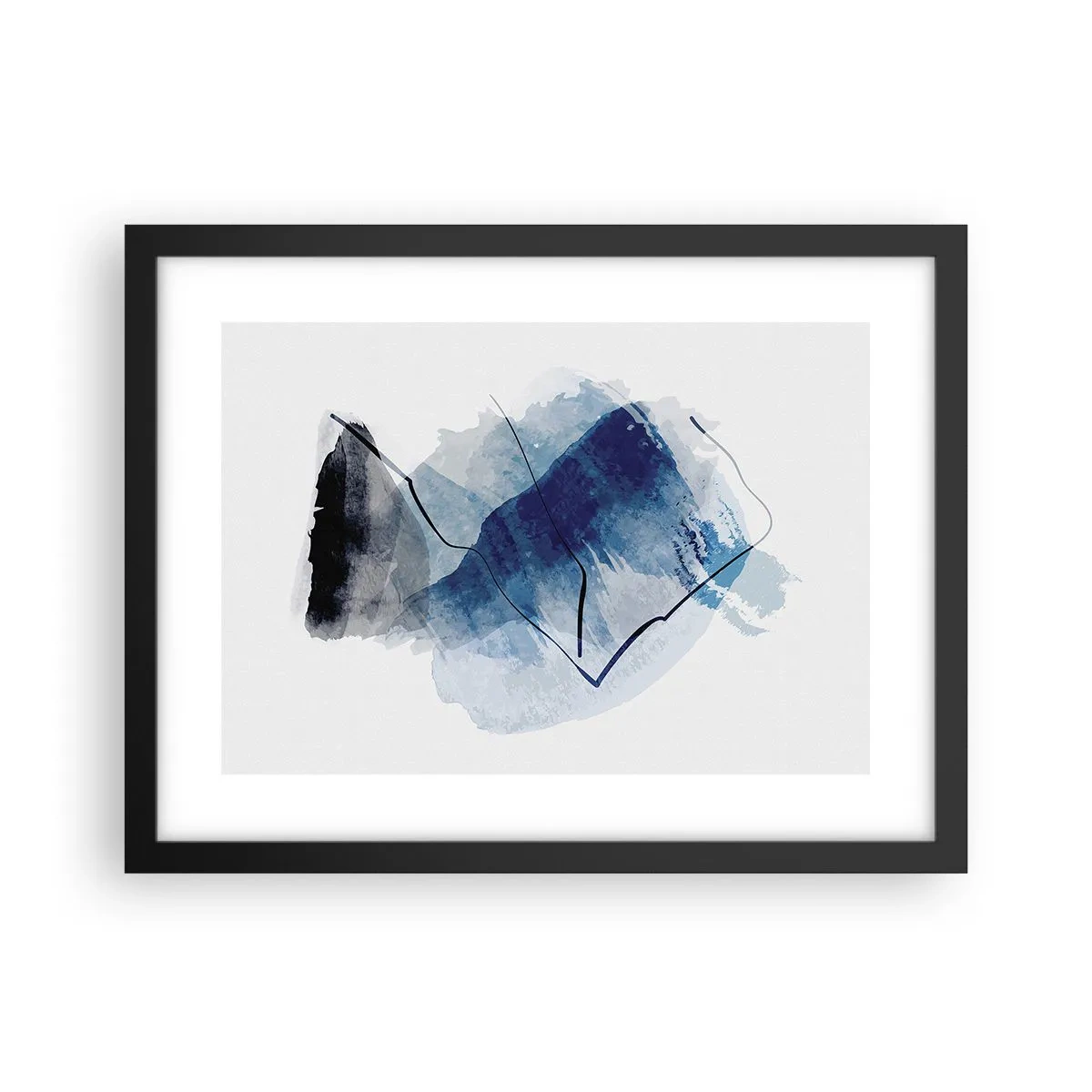 Póster en marco negro - Montaña helada - 40x30 cm