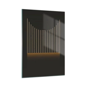 Cuadro sobre vidrio - Impresiones sobre Vidrio - Una composición minimalista con líneas en la oscuridad. - 50x70cm - Explorar la oscuridad - Decoración de pared moderna para salón y dormitorio ARTTOR