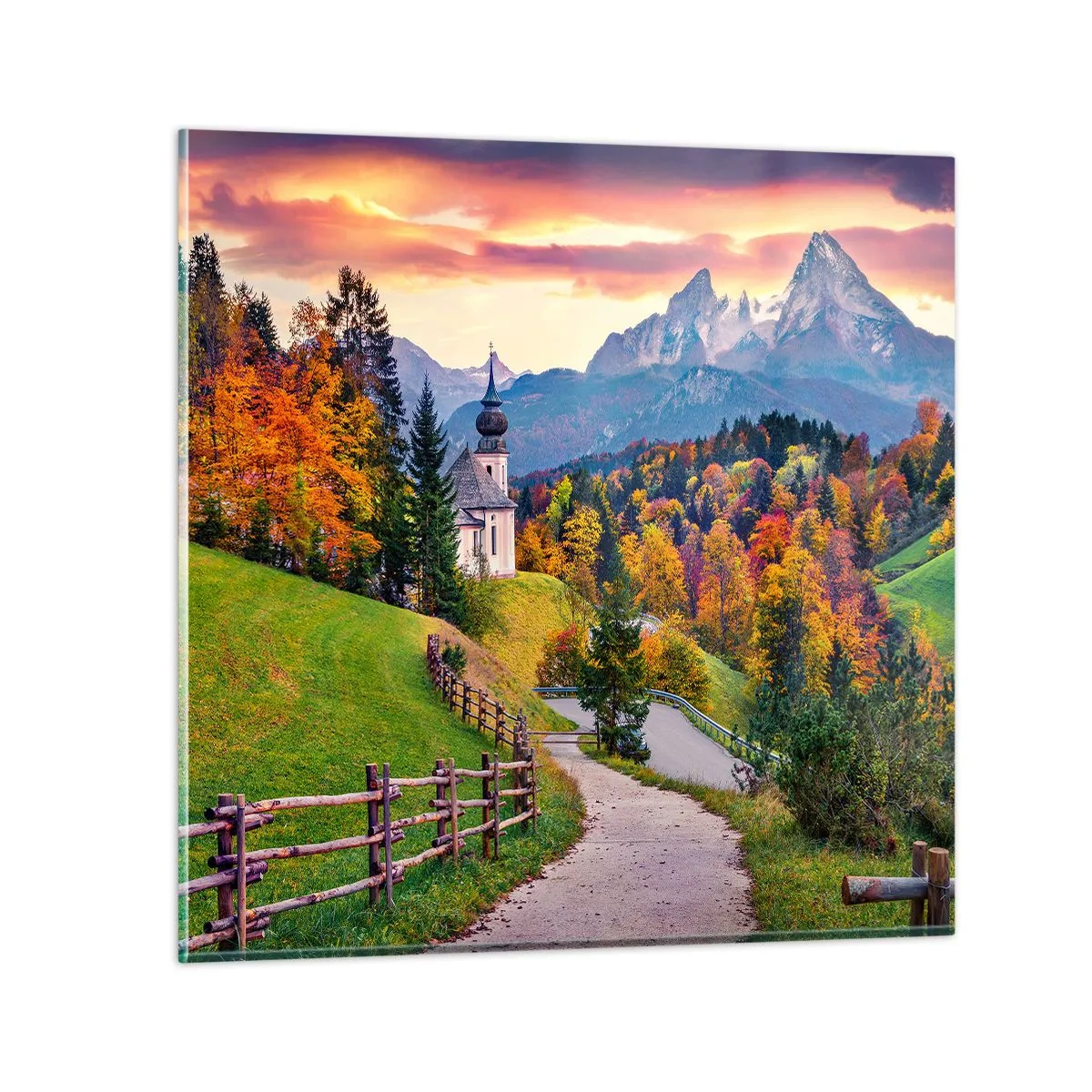 Cuadro sobre vidrio - Impresiones sobre Vidrio - Paisaje como una pintura - 40x40 cm