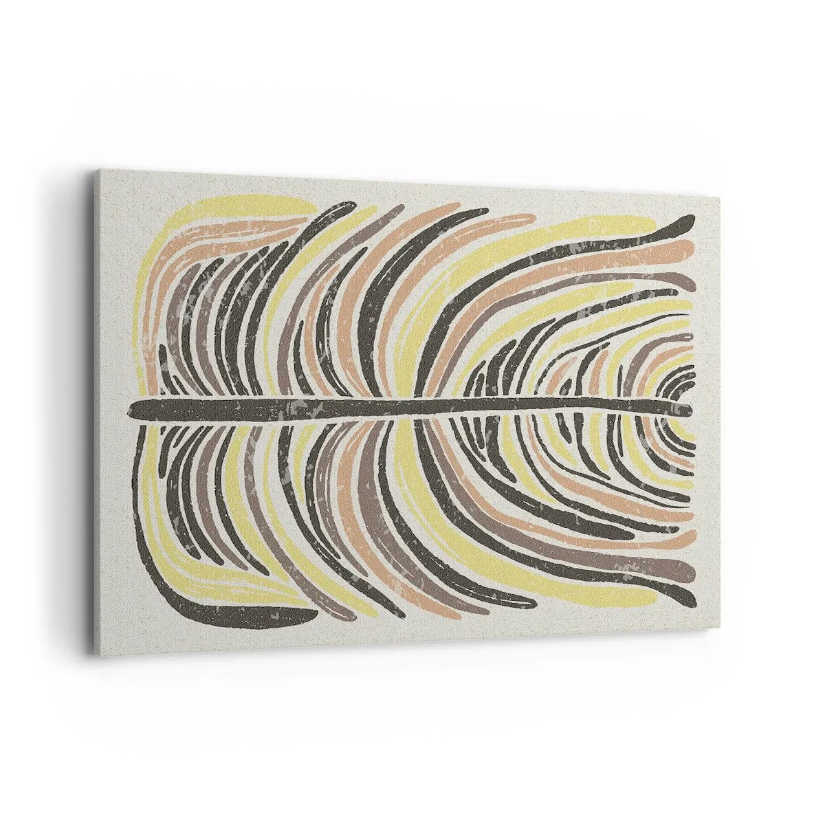 Cuadro sobre lienzo - Impresión de Imagen - Motivo abstracto de hojas en tonos tierra - 100x70cm - Abstracción vibrante - Decoración de pared moderna para salón y dormitorio ARTTOR