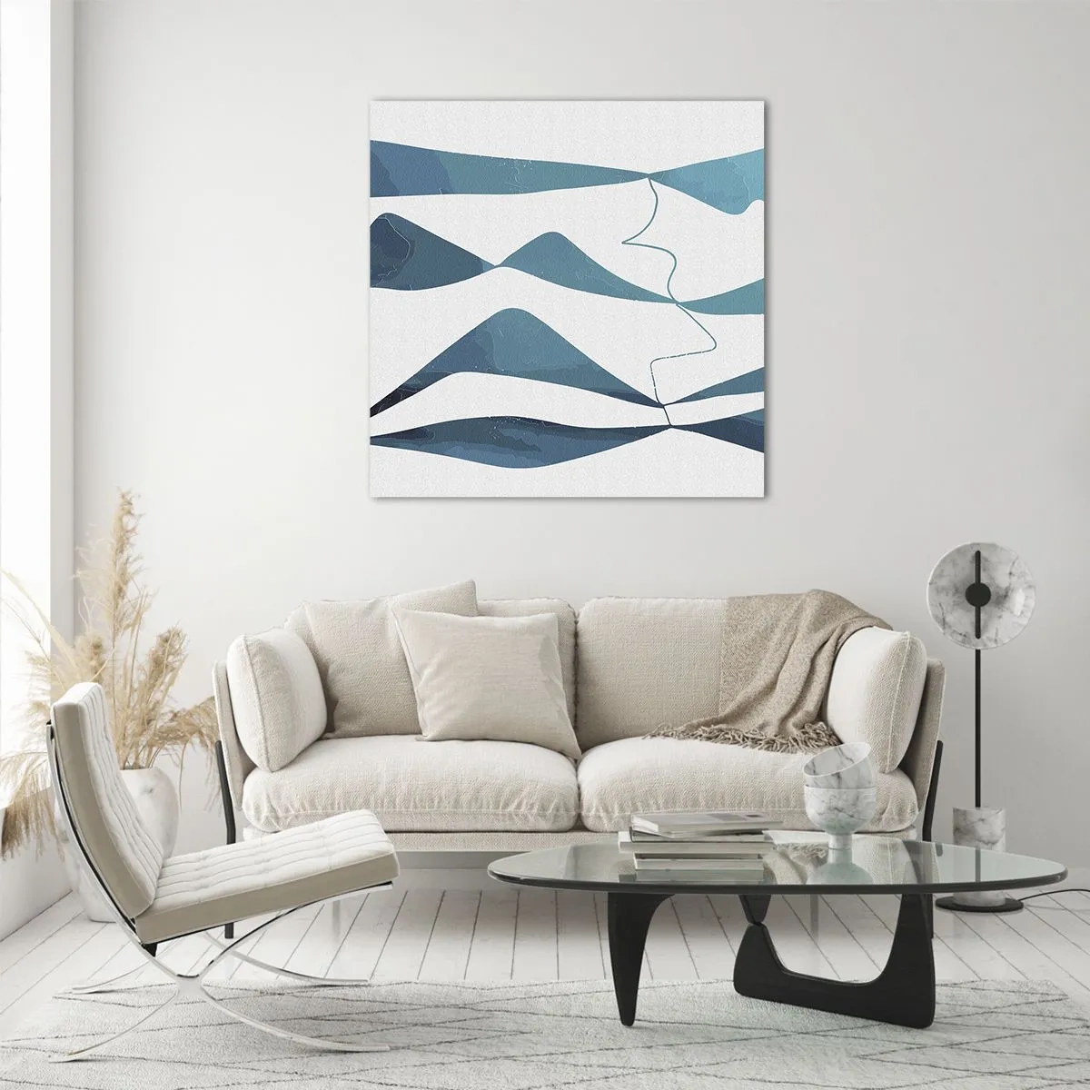 Cuadro sobre vidrio - Impresiones sobre Vidrio - Abstracción: un compuesto turquesa - 40x40 cm