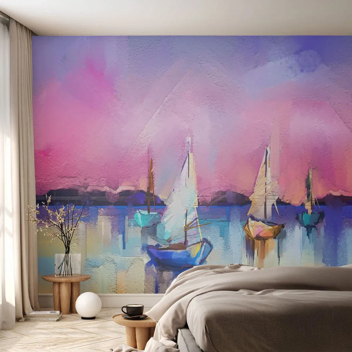 Fotomural Premium Canvas - Dirección alta mar - Paisaje, Lago, Velero - 150x105 cm