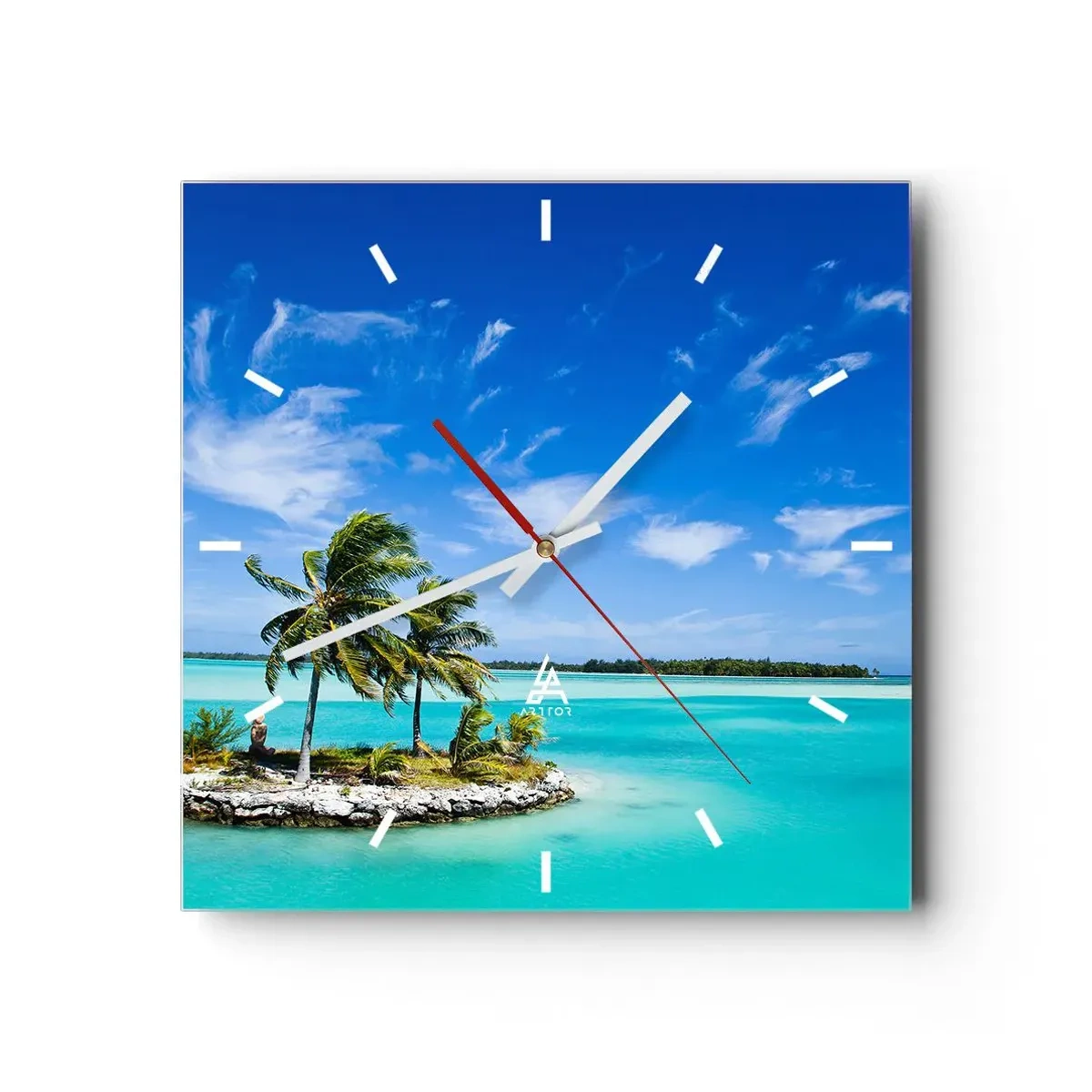 Reloj de pared - Reloj de vidrio - El paraíso en la Tierra - 40x40 cm