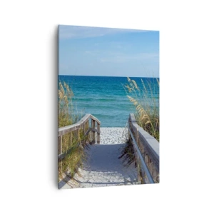 Cuadro sobre lienzo - Impresión de Imagen - Camino a la playa con vistas al mar - 70x100cm - En el sol, en el viento - Decoración de pared moderna para salón y dormitorio ARTTOR