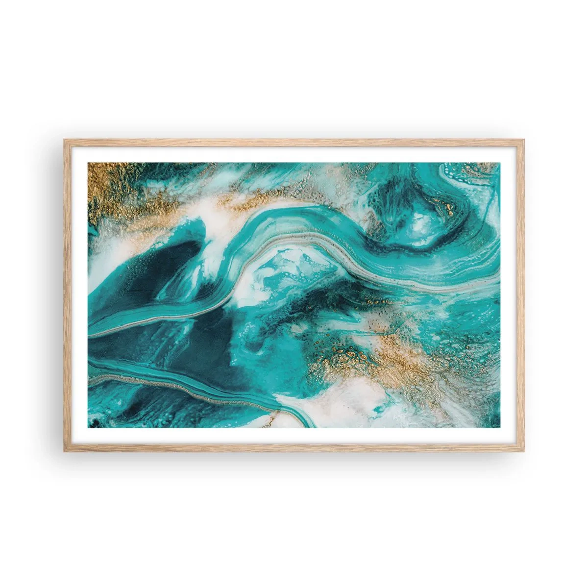 Póster en marco roble claro - Río de oro - 91x61 cm