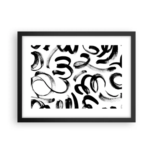 Póster en marco negro - Negro sobre blanco - 40x30 cm