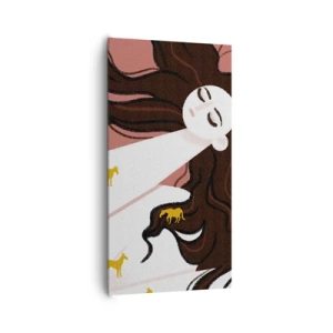 Cuadro sobre lienzo - Impresión de Imagen - Sueño de caballos dorados - 65x120 cm