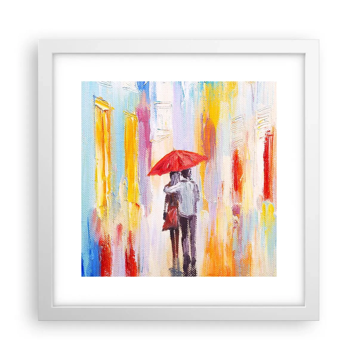 Póster en marco blanco - Que siga lloviendo - 30x30 cm
