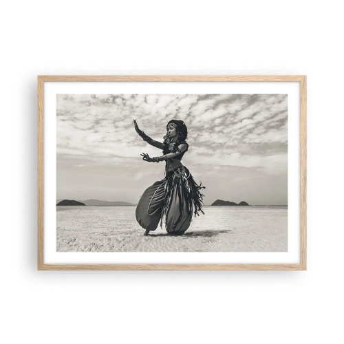 Póster en marco roble claro - Danza de las Islas del Sur - 70x50 cm