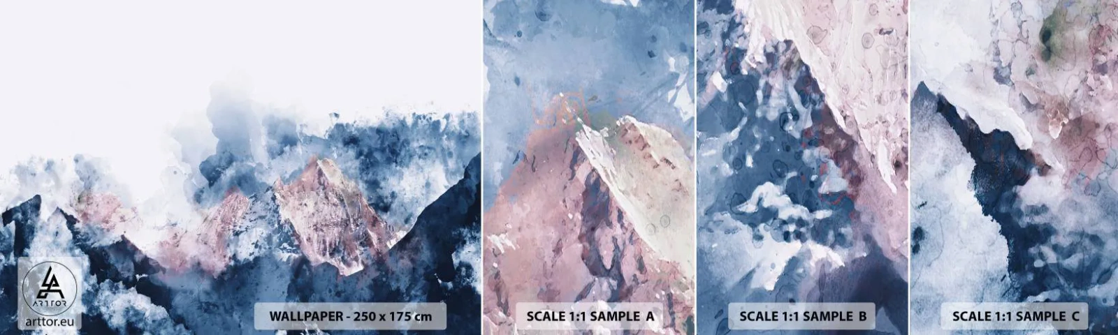 Muestra de fotomural autoadhesivo Deluxe Sticker - El techo del mundo - Abstracción, Pedazo, Montañas - 100x30 cm