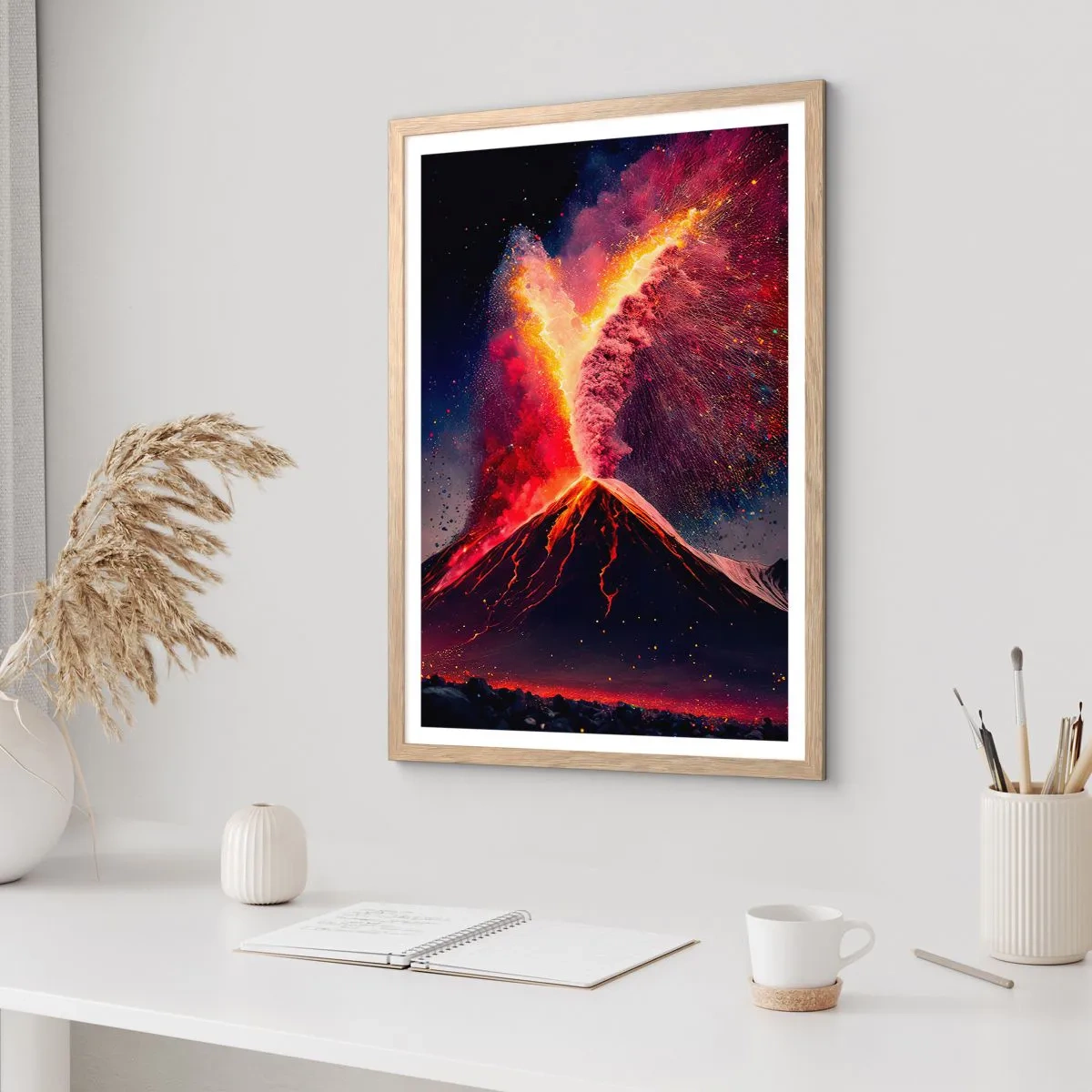 Póster en marco roble claro - Belleza y horror - 70x100 cm